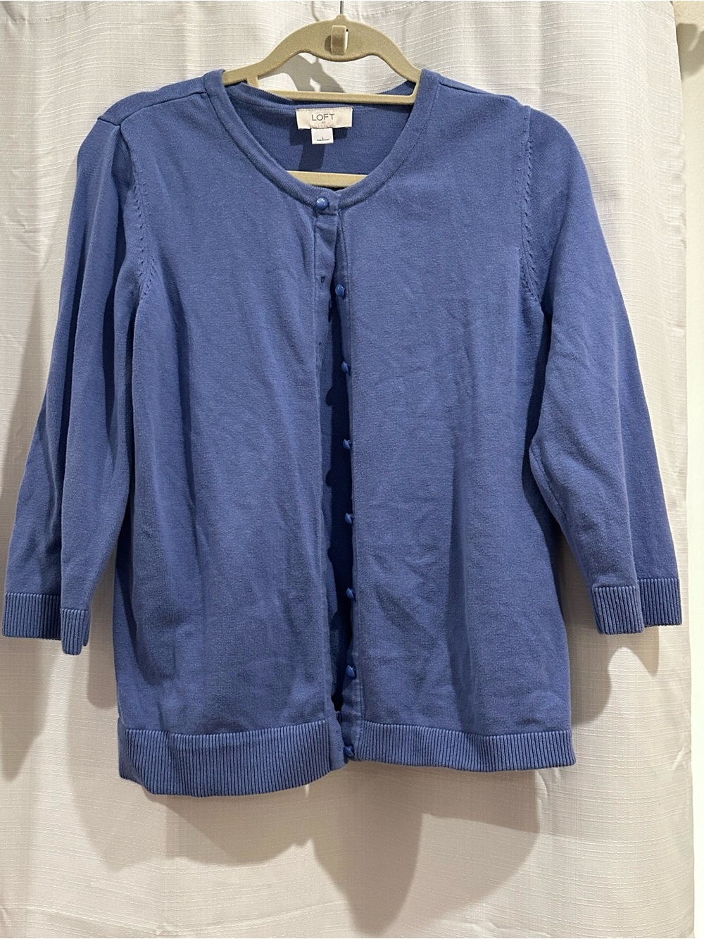 LOFT Periwinkle Button-Front Knit Cardigan